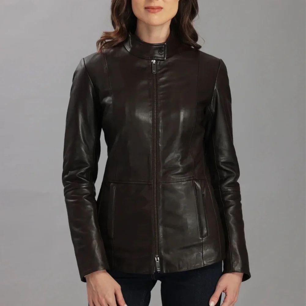 Women’s Danier Leather Dark Brown Leather Jacket- DERI, Size XXXS - Picture 1 of 5